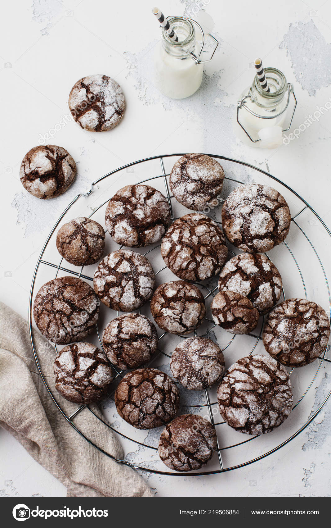 Chocolate Brownie Cookies Powdered Sugar Chocolate Crinkles Stock Photo C Kasia2003 219506884