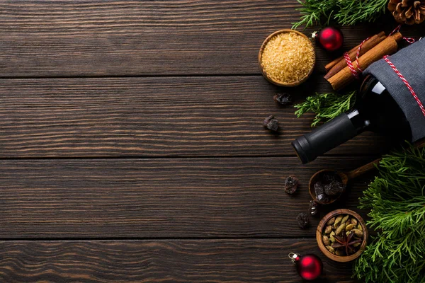 Fundo Comida Ano Novo Ingredientes Para Fazer Vinho Quente Natal — Fotografia de Stock