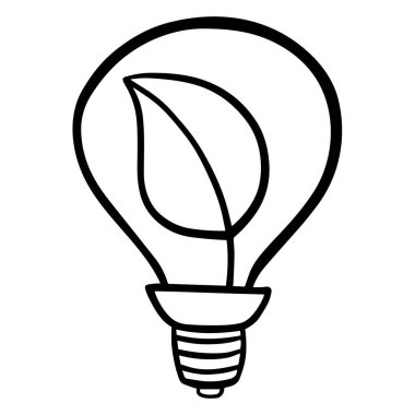 Karalama ekolojik enerji tasarrufu lambası. Geri dönüşüm. Beyaz arkaplanda vektör illüstrasyonu. El çizimi.