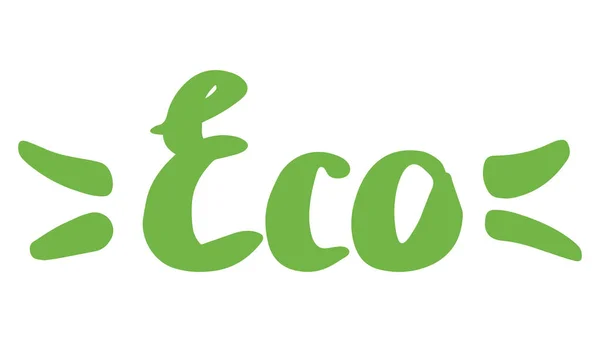Letras verdes manuscritas Eco. Aislado sobre fondo blanco. Ilustración vectorial . — Vector de stock