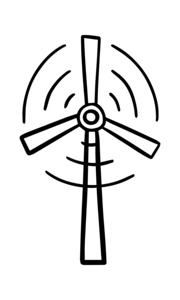 Doodle Windmühle Ökologisches Konzept Vektorillustration Auf Weißem Hintergrund Handgezeichnet Eps Vektorgrafiken