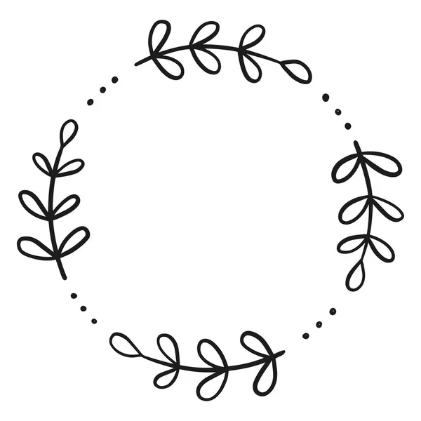 Hand drawn floral wreath. Round frame. Good for invitation, greeting cards, quotes, wedding design. Vector illustration isolated on white background. — Stock Vector