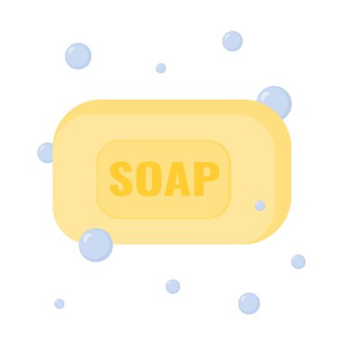 Köpüklü sabun. Beyaz bir arka planda izole edilmiş. Vektör illüstrasyonu.