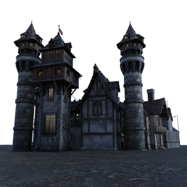 3D, ortaçağ şehrini şeffaf bir arkaplan olarak izole etti 