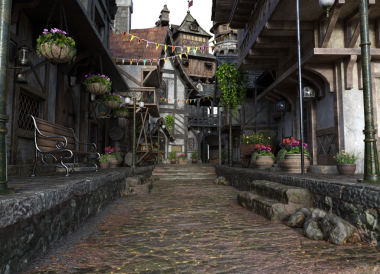 3D, ortaçağ şehrini şeffaf bir arkaplan olarak izole etti 