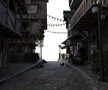 3D, ortaçağ şehrini şeffaf bir arkaplan olarak izole etti 