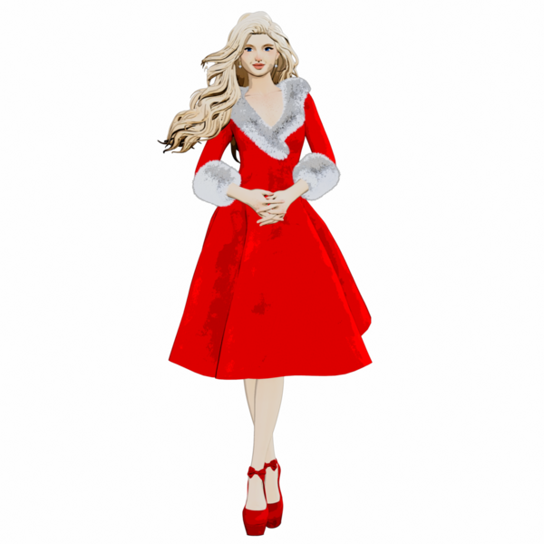 Şeffaf arkaplanda izole edilmiş 3D çizilmiş Noel karakteri