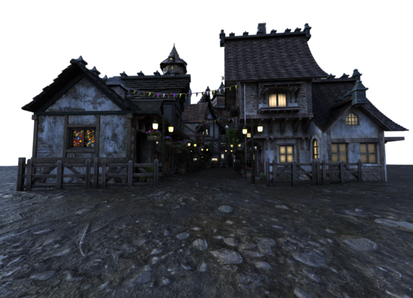 3D, ortaçağ şehrini şeffaf bir arkaplan olarak izole etti 