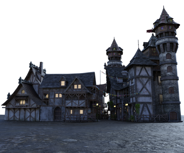 3D, ortaçağ şehrini şeffaf bir arkaplan olarak izole etti 