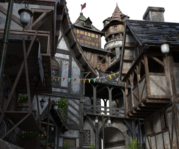 3D, ortaçağ şehrini şeffaf bir arkaplan olarak izole etti 