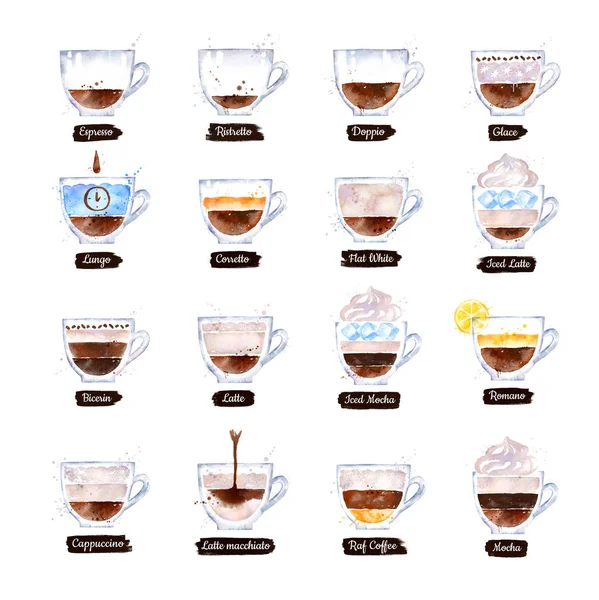Illustration set of Coffee types
