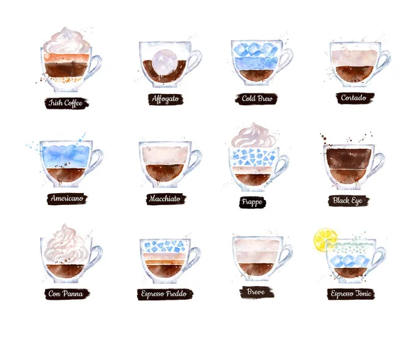 Illustration set of Coffee types