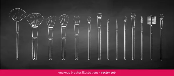 Chalk drawn vector set of makeup brushes Stock Illustration
