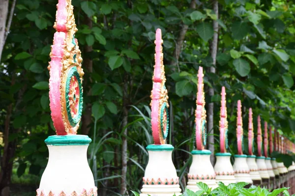 Thammachak Símbolo Buddhism Can Ser Visto Todos Los Templos Los — Foto de Stock