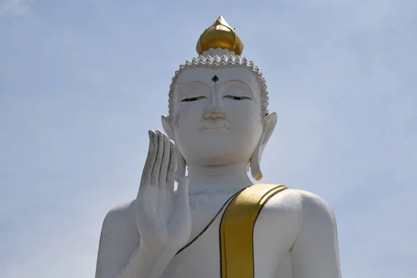 Grande Immagine Buddha Bianco Custodita Nel Tempio Luogo Culto Sia — Foto Stock