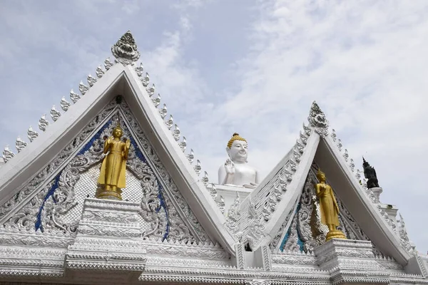 Díszítés Templom Szegélytető Amely Egyedülálló Thai Templomok — Stock Fotó