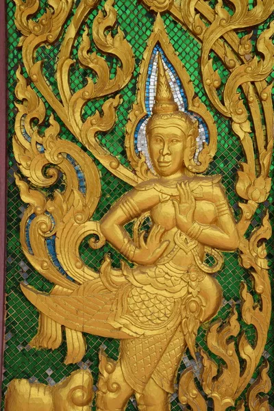 Decoratie Van Religieuze Sites Met Kinnaree Beelden Uniek Thaise Tempels — Stockfoto
