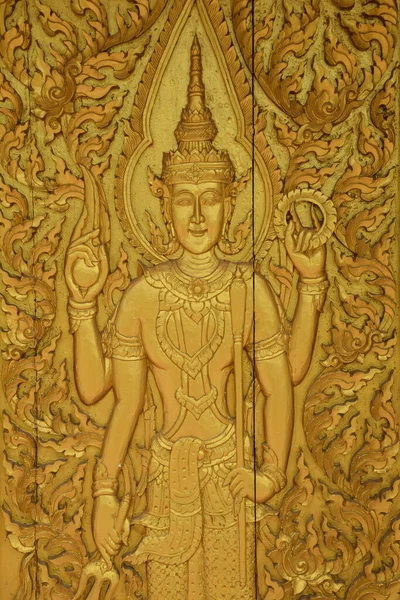 Een Schilderstuk Van Een Engel Beschermer Boeddhisme Een Thaise Tempel — Stockfoto