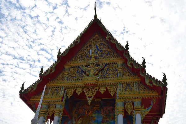 Dekorationen Kyrkans Gavel Tak Som Unik Thailändska Tempel — Stockfoto