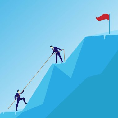 İş adamı konsepti grup lideri başarıya tırmanıyor