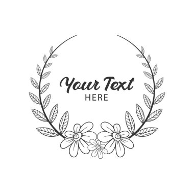 Çiçek dairesi çerçeve Basit düğün çelengi vektör el çizimi