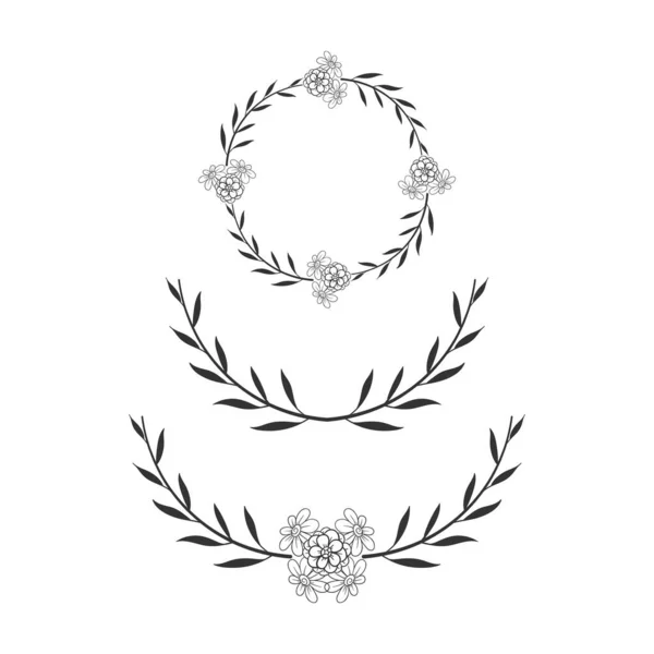 Blumen Kreis Rahmen Einfache Hochzeitskranz Vektor Hand Gezeichnet Illustration — Stockvektor