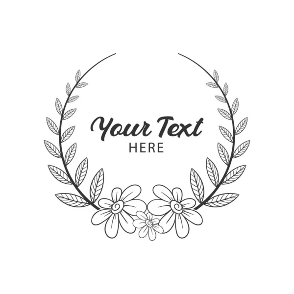 Çiçek dairesi çerçeve Basit düğün çelengi vektör el çizimi