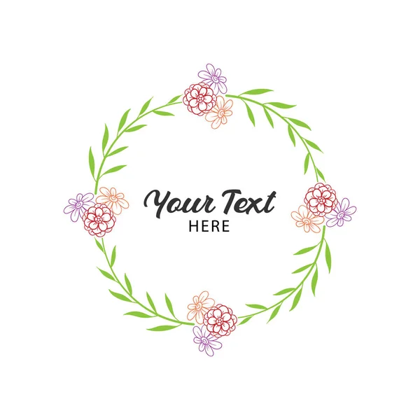 Çiçek dairesi çerçeve Basit düğün çelengi vektör el çizimi