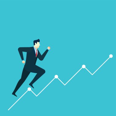 İş adamı konsepti illüstrasyon sıçrama finans tablosu