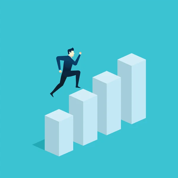 Business Man Concept Illustration Jump Finance Chart — Stock Vector