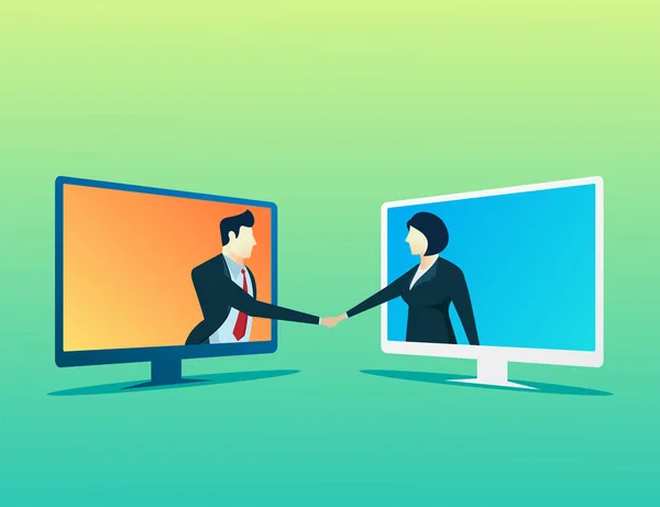 İş adamları, iş adamı ve kadın çevrimiçi anlaşması kavramını benimsiyor