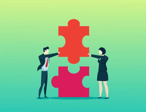 İş adamları konsepti çizim işadamı ve kadın bulmacayı bir araya getirdi