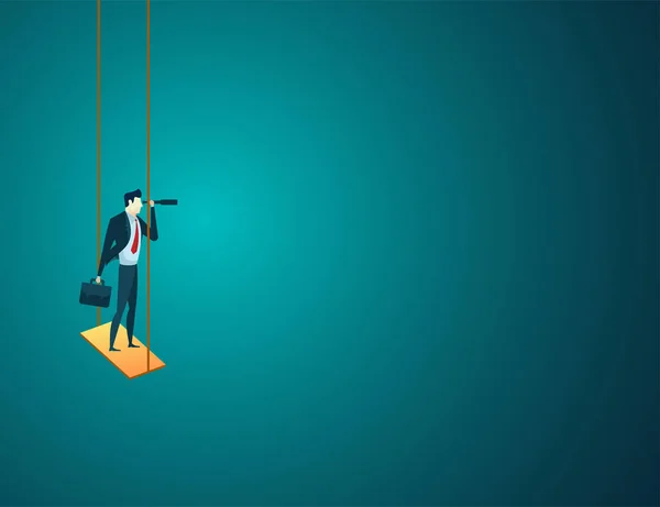 İş adamları konsepti illüstrasyon Salıncak tutun ve teleskop bakın