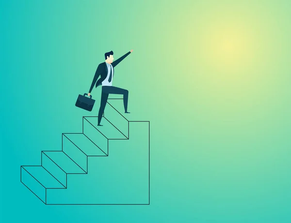 İş adamı merdivenleri çıkıyor.
