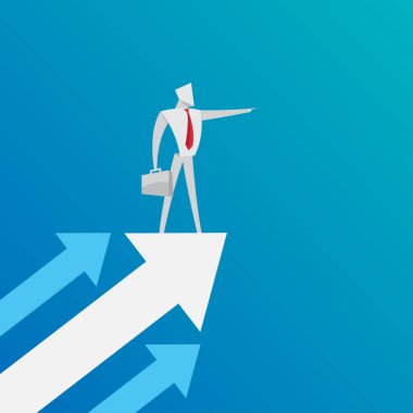 İş adamları kavramı stand up ok kağıdı origami tarzı