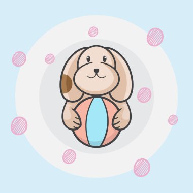 Şirin köpek tutuşu top vektör illüstrasyonu