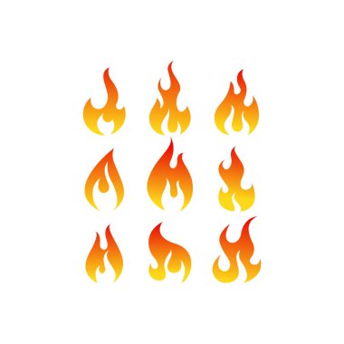 vektör ateş siluet simgesi ayarlandı