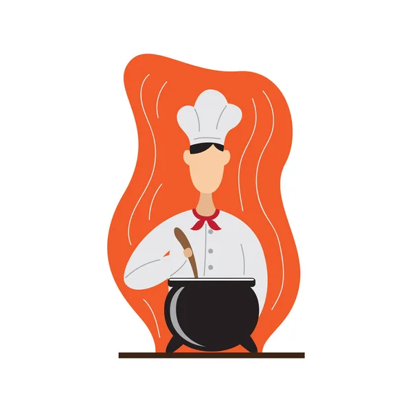 Pessoas Chef Plana Vetor Ilustração Cozinhar — Vetor de Stock