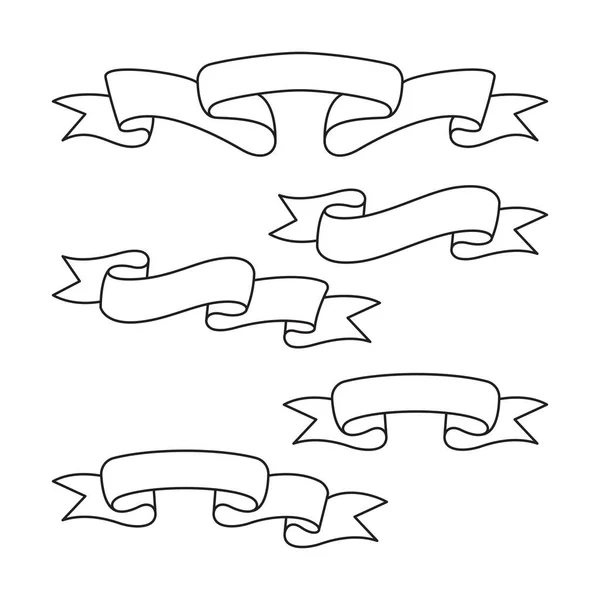 vektör kurdele kümesi ögesi siyah ve beyaz olarak ayarlandı