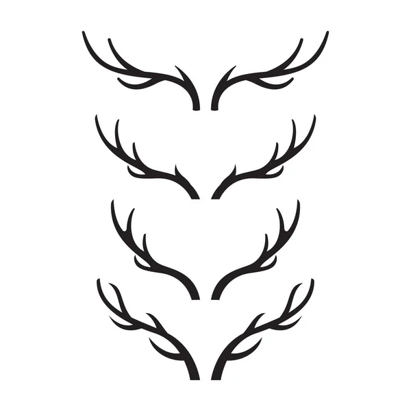 Deer Horn Vector Silhouette Illustration Set — Stock Vector