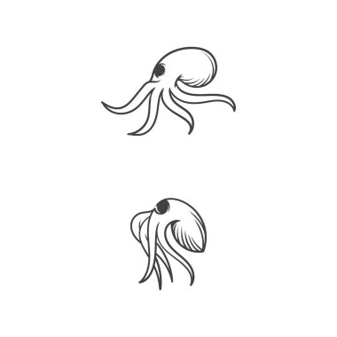 ahtapot vektör siluet logo ögesi şablonu