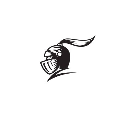 Savaşçı şövalye logosu vektör çizim silueti