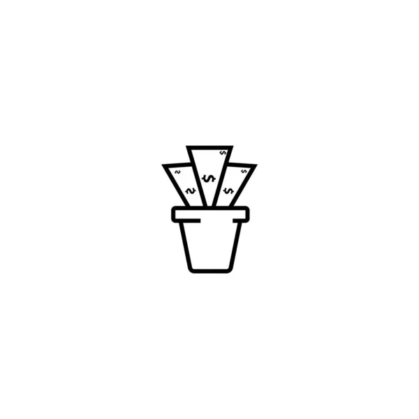 Topf Pflanze Geld Finanzierung Vektor Icon Design Weiß Hintergrund — Stockvektor