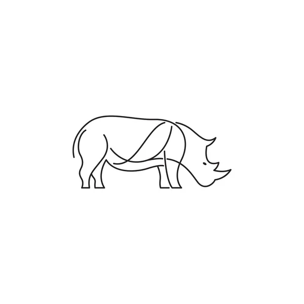 Rhino Vector Illustration Line Art Silhouette — Stock Vector