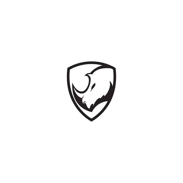 Escudo Modelo Logotipo Vetor Rinoceronte — Vetor de Stock