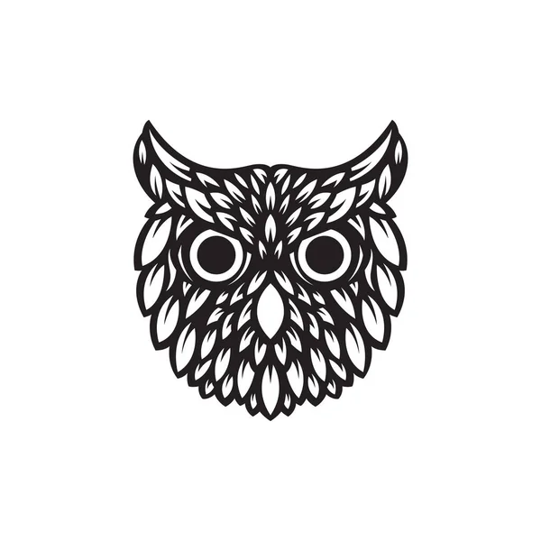 Baykuş baş vektör illüstrasyon tasarımı vintage