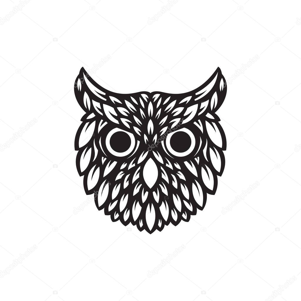 owl head vector illustration design vintage