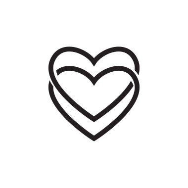 Beyaz arkaplan vektörü illüstrasyonunda iki kalp aşkı sonsuzluk simgesi