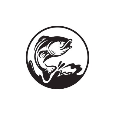Ton balığı vektör logo şablonu resimli balıkçılık