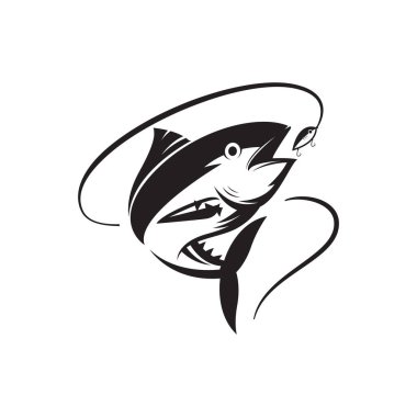 Ton balığı vektör logo şablonu resimli balıkçılık
